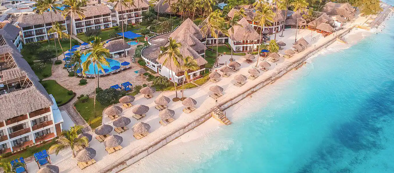 Aerial view of Zanzibar's turquoise waters